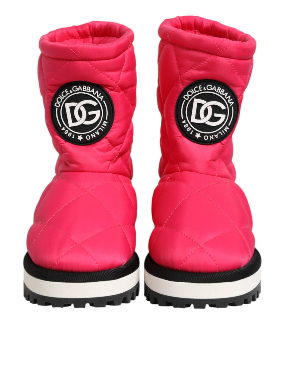 Dolce & Gabbana Pink White Viscose Padded Mid Calf Boots Shoes - RIMODA