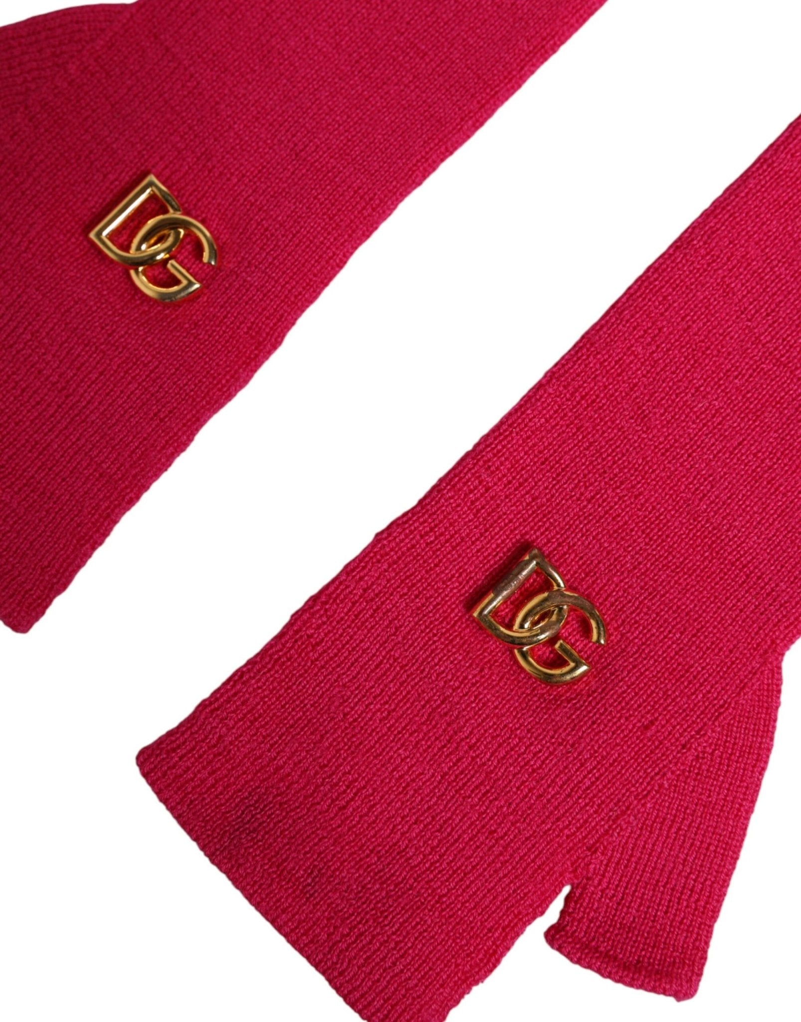 Dolce & Gabbana Pink Wool Fingerless Elbow Length Mitten Gloves - RIMODA