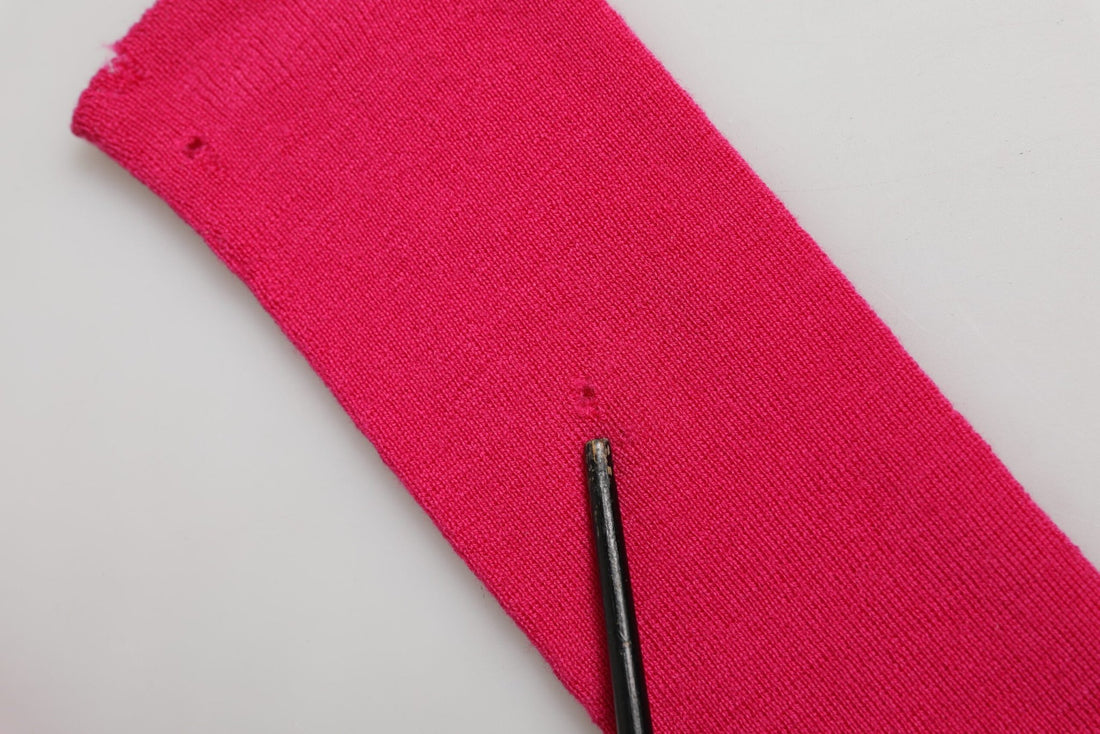 Dolce & Gabbana Pink Wool Fingerless Elbow Length Mitten Gloves - RIMODA