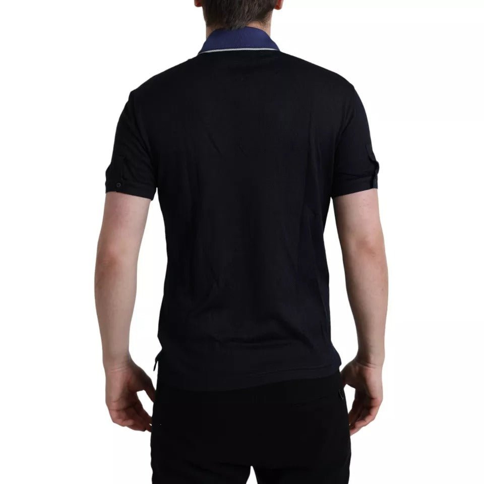 Dolce & Gabbana Polo Navy Blue Collared Silk Men T-shirt - RIMODA
