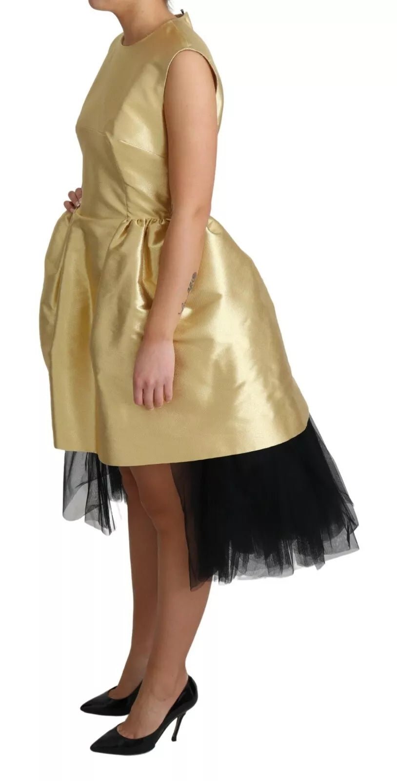 Dolce & Gabbana Polyester Gold Sleeveless A-line Tulle Dress - RIMODA