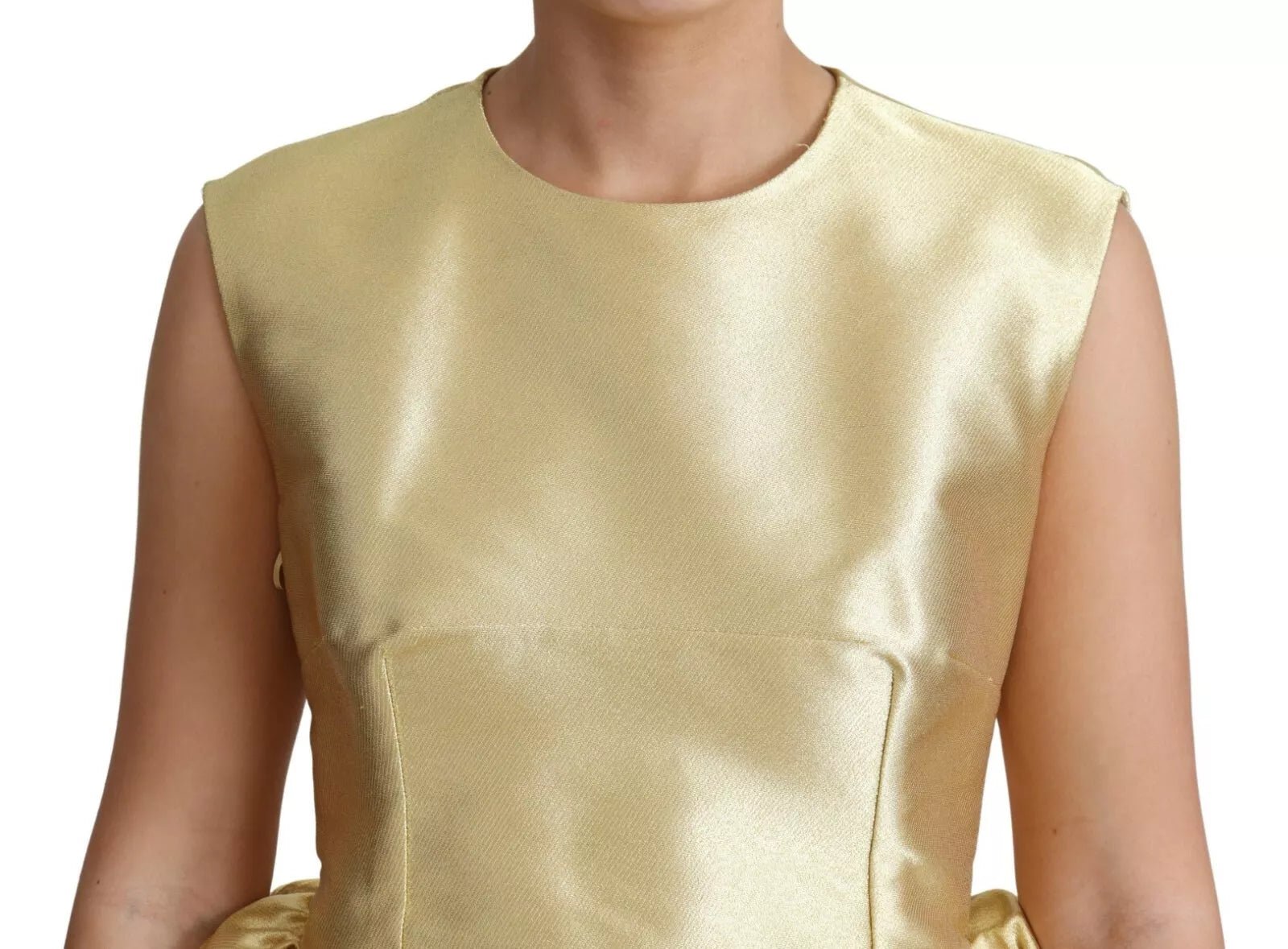 Dolce & Gabbana Polyester Gold Sleeveless A-line Tulle Dress - RIMODA