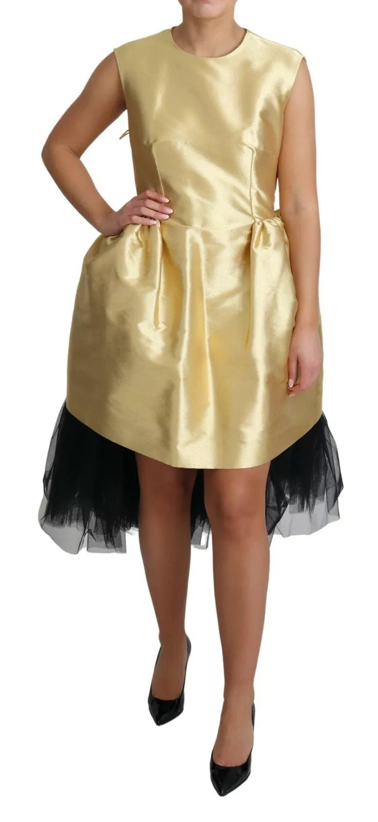 Dolce & Gabbana Polyester Gold Sleeveless A-line Tulle Dress - RIMODA