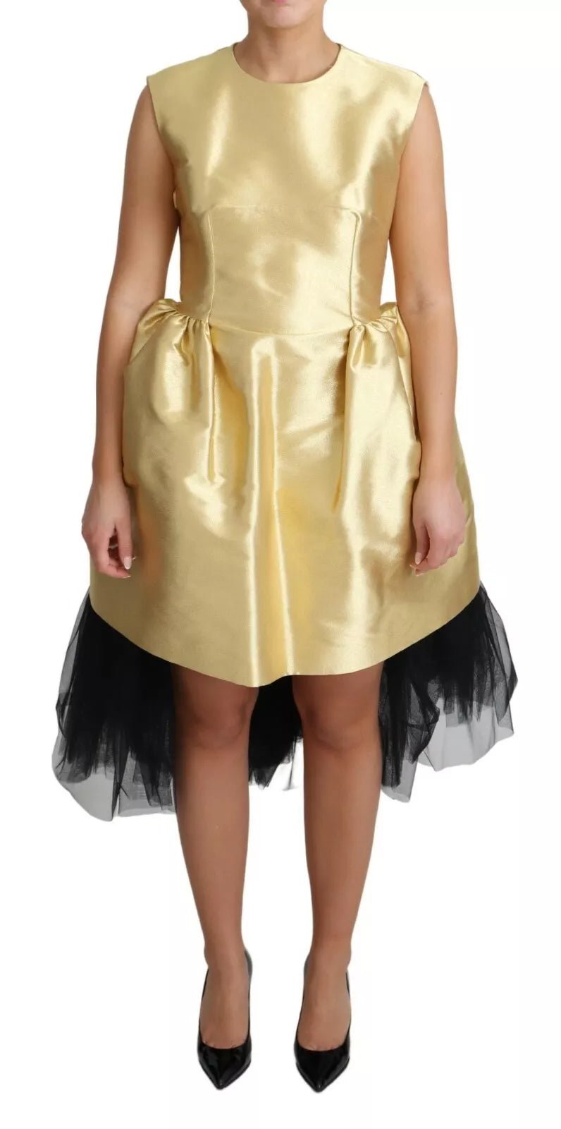 Dolce & Gabbana Polyester Gold Sleeveless A-line Tulle Dress - RIMODA