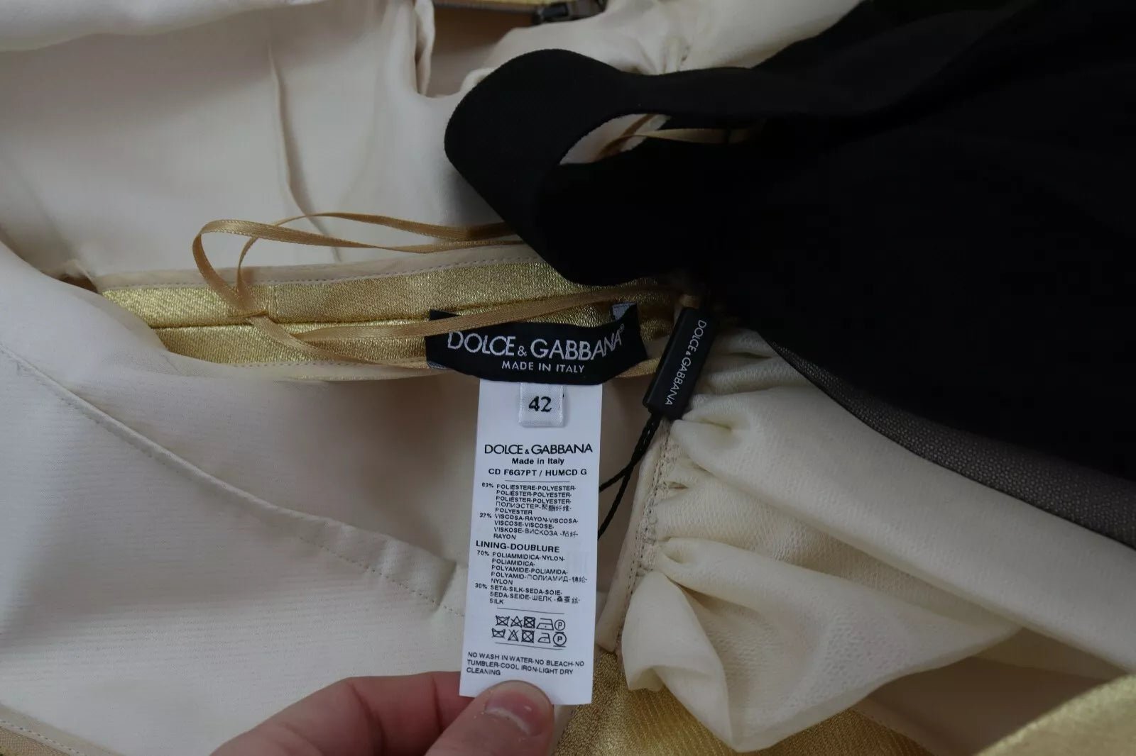 Dolce & Gabbana Polyester Gold Sleeveless A-line Tulle Dress - RIMODA