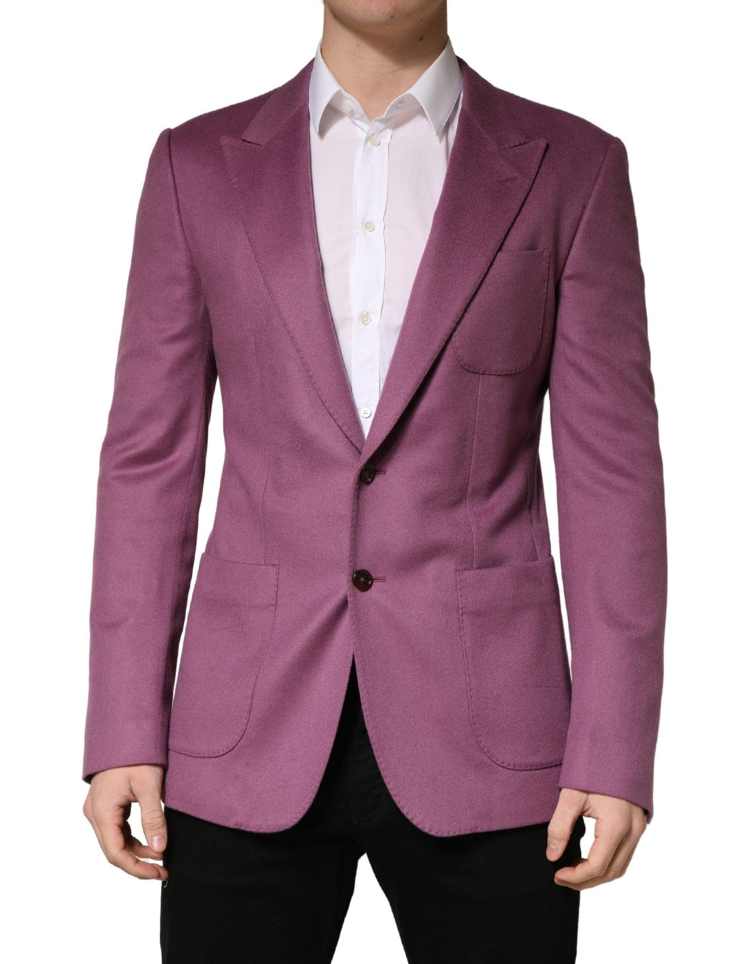 Dolce & Gabbana Purple Cashmere Slim Fit Coat Jacket Blazer - RIMODA