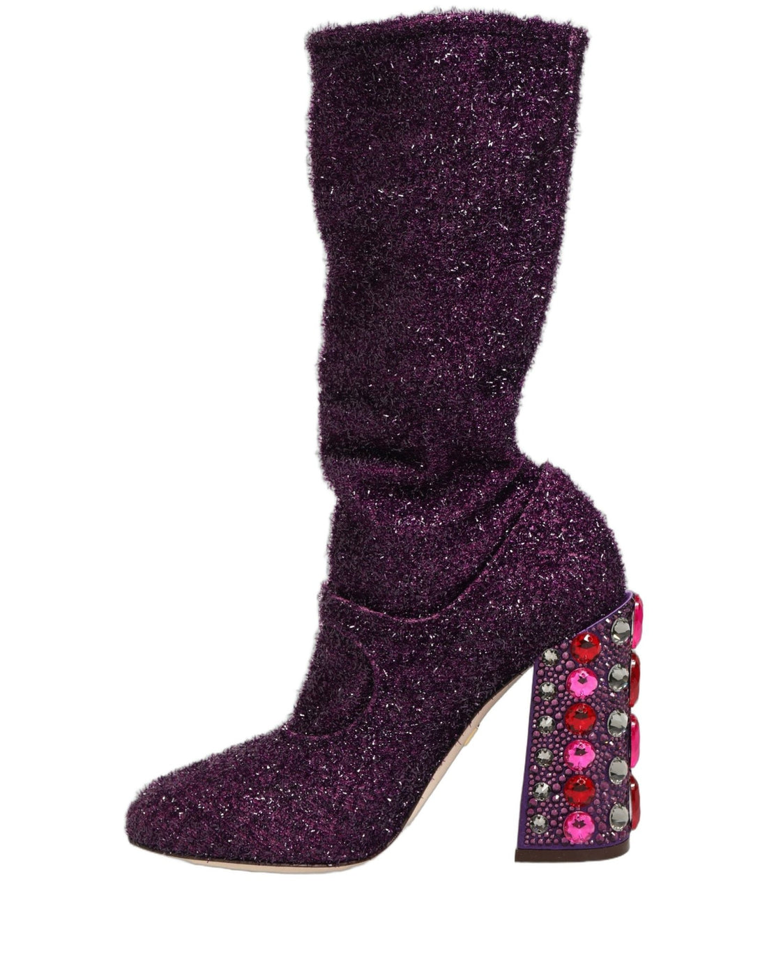 Dolce & Gabbana Purple Crystal Lurex Fantasy Boots Shoes - RIMODA