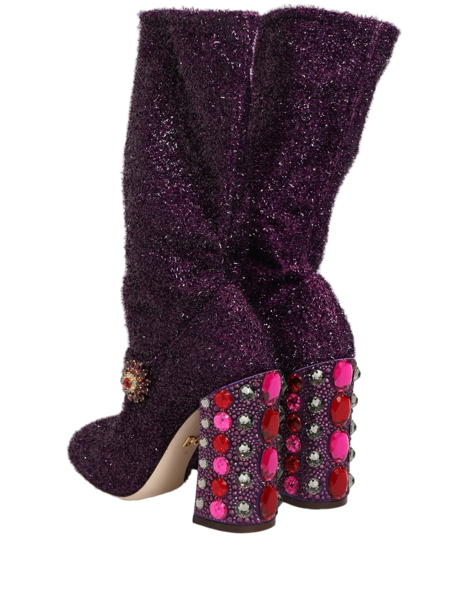 Dolce & Gabbana Purple Crystal Lurex Fantasy Boots Shoes - RIMODA