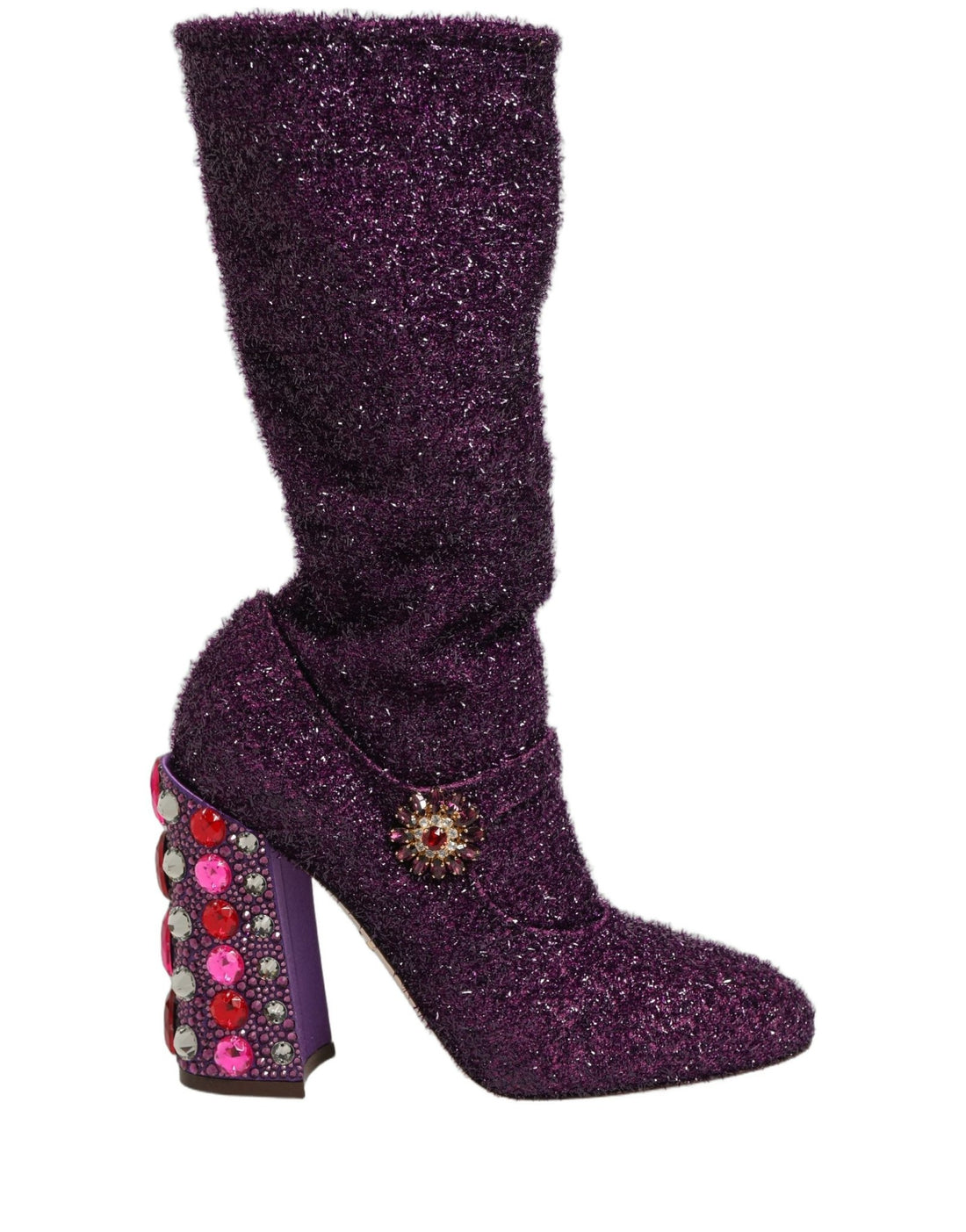 Dolce & Gabbana Purple Crystal Lurex Fantasy Boots Shoes - RIMODA