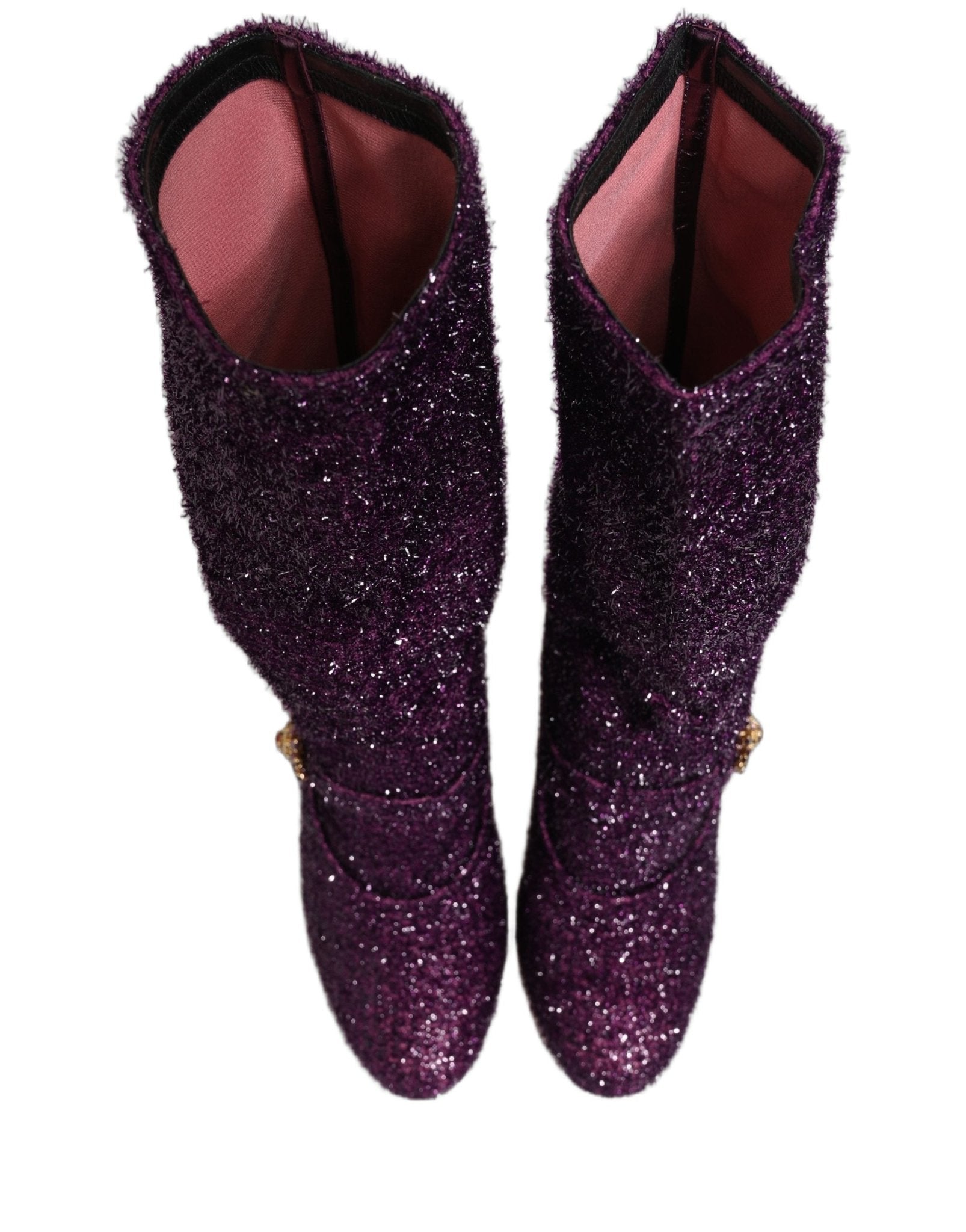 Dolce & Gabbana Purple Crystal Lurex Fantasy Boots Shoes - RIMODA