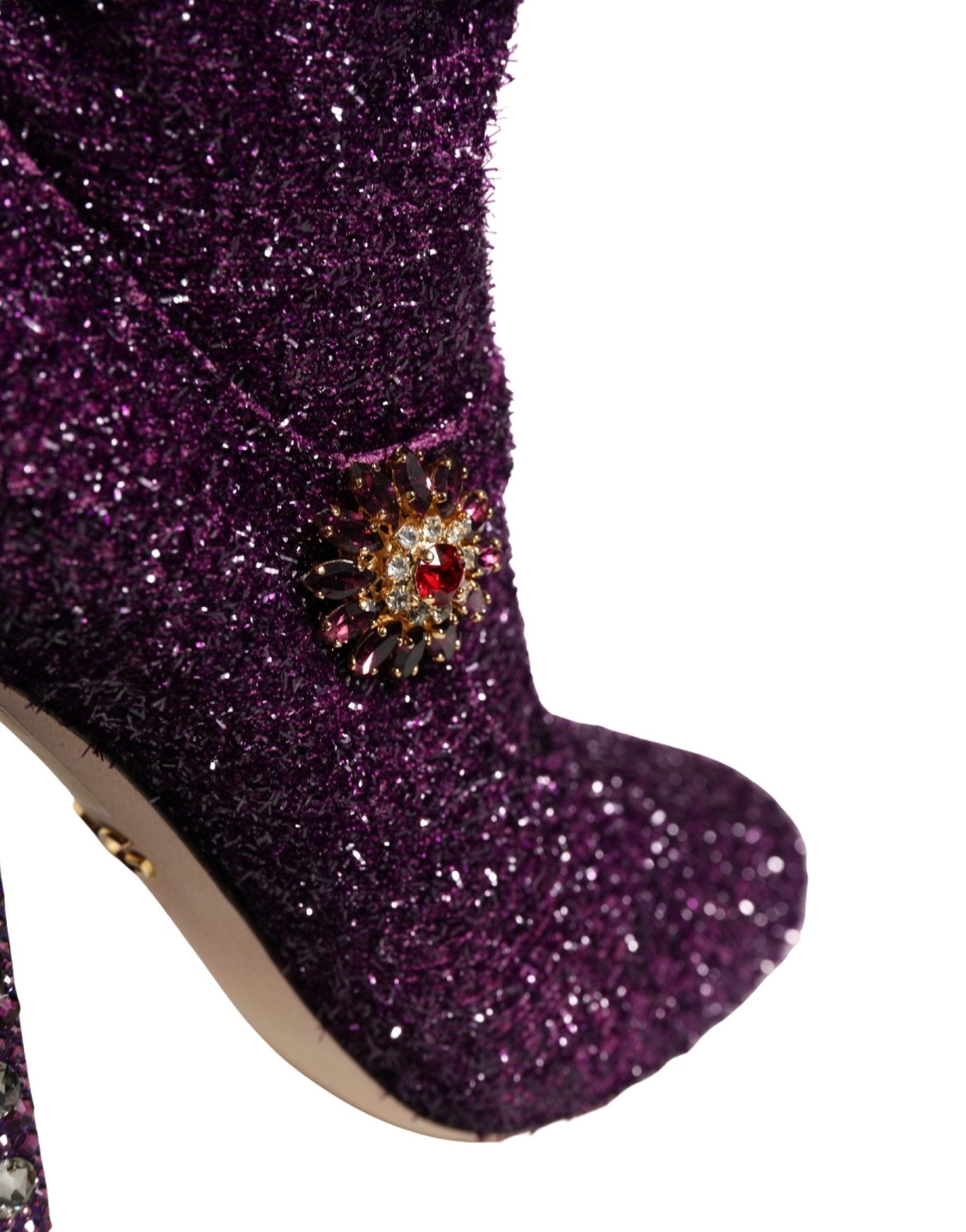 Dolce & Gabbana Purple Crystal Lurex Fantasy Boots Shoes - RIMODA