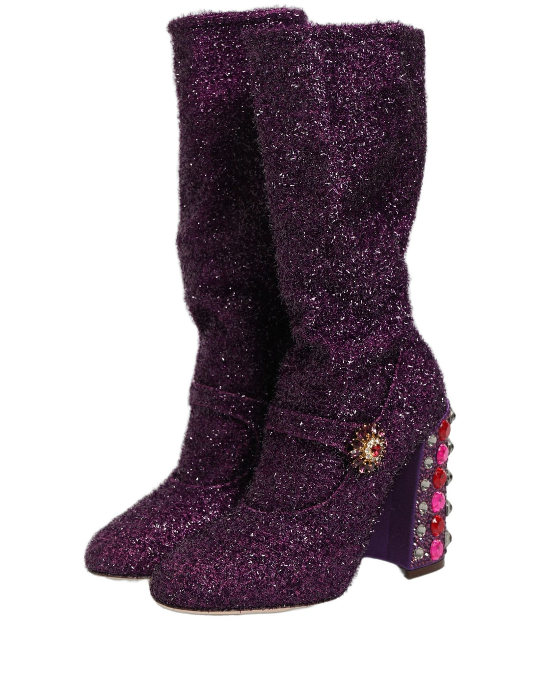 Dolce & Gabbana Purple Crystal Lurex Fantasy Boots Shoes - RIMODA