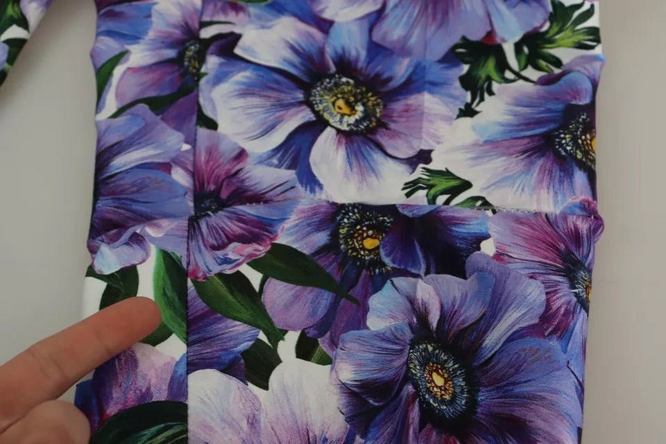 Dolce & Gabbana Purple Floral Print Tapered Cotton Pants - RIMODA