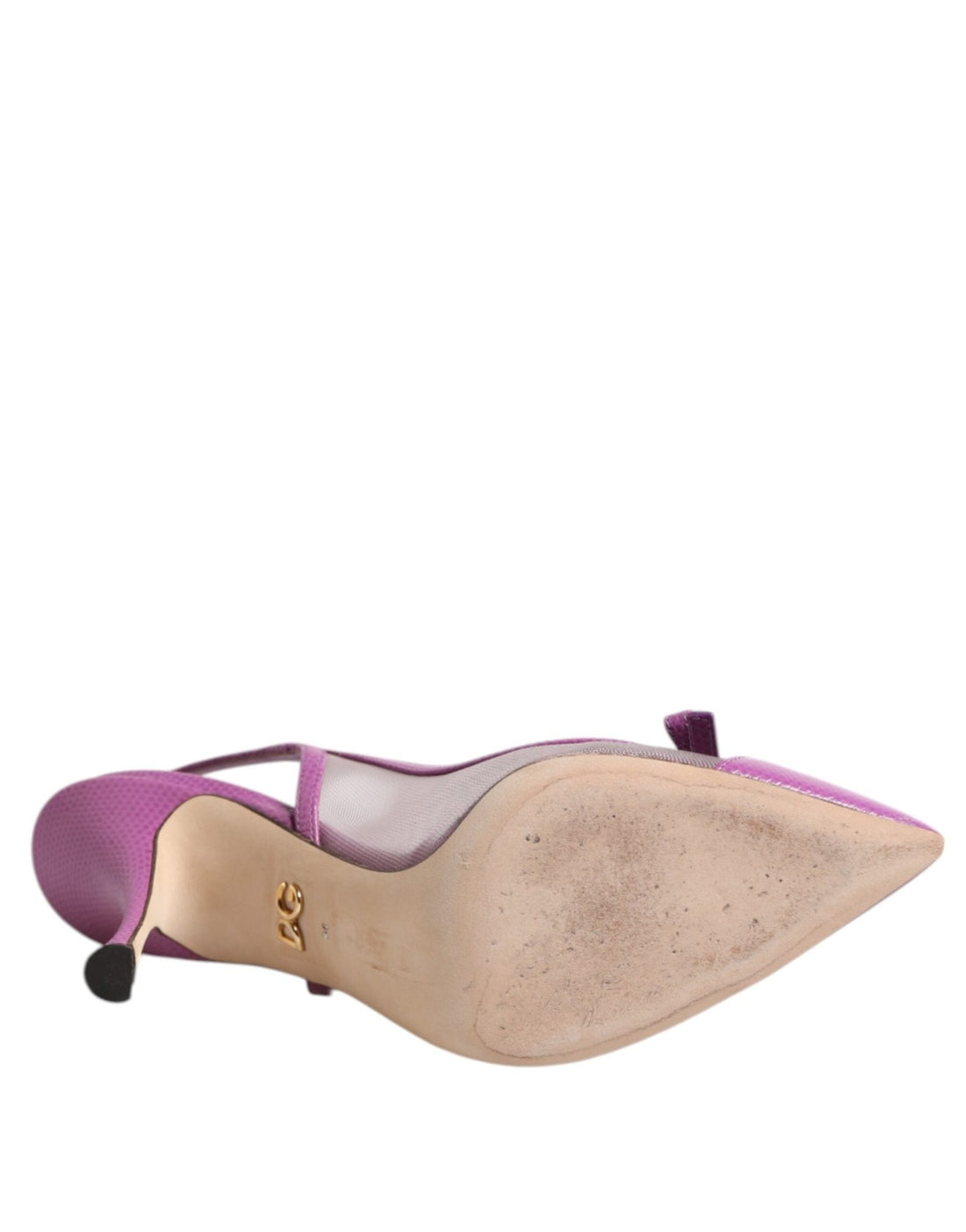 Dolce & Gabbana Purple Leather Mesh High Heels Slingback Shoes - RIMODA