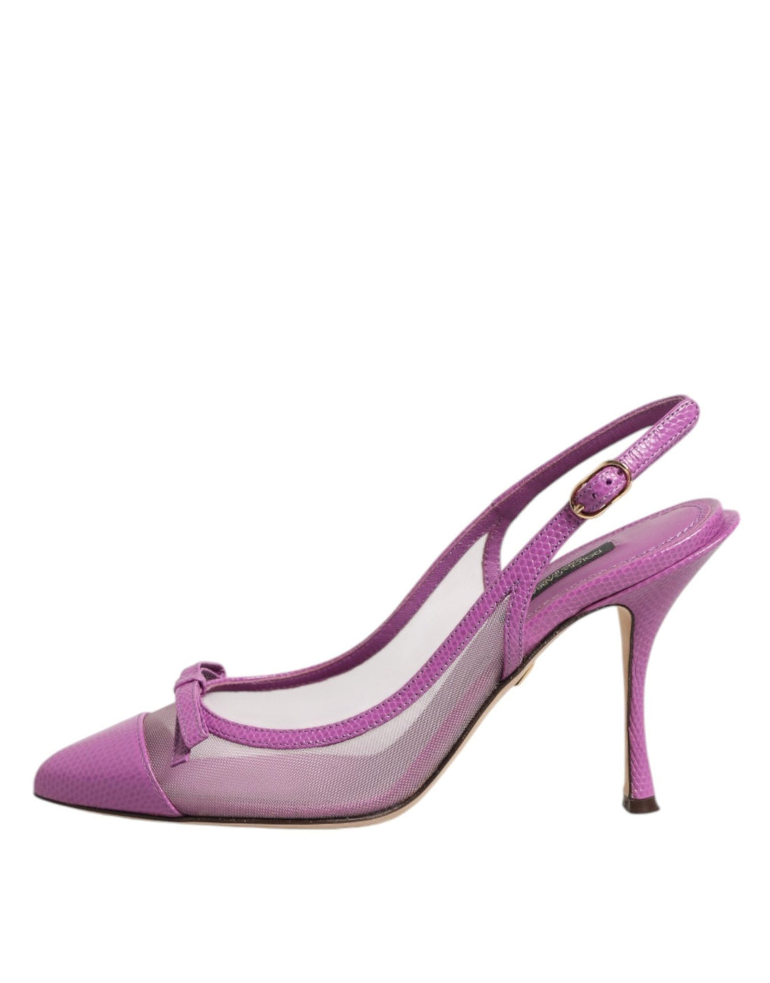 Dolce & Gabbana Purple Leather Mesh High Heels Slingback Shoes - RIMODA