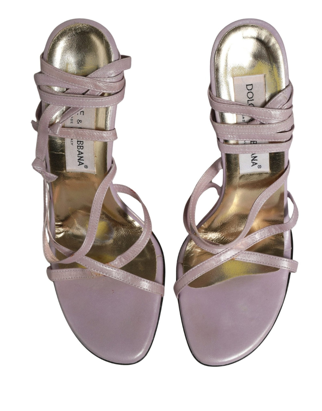 Dolce & Gabbana Purple Leather Wedge Heels Sandals Shoes - RIMODA