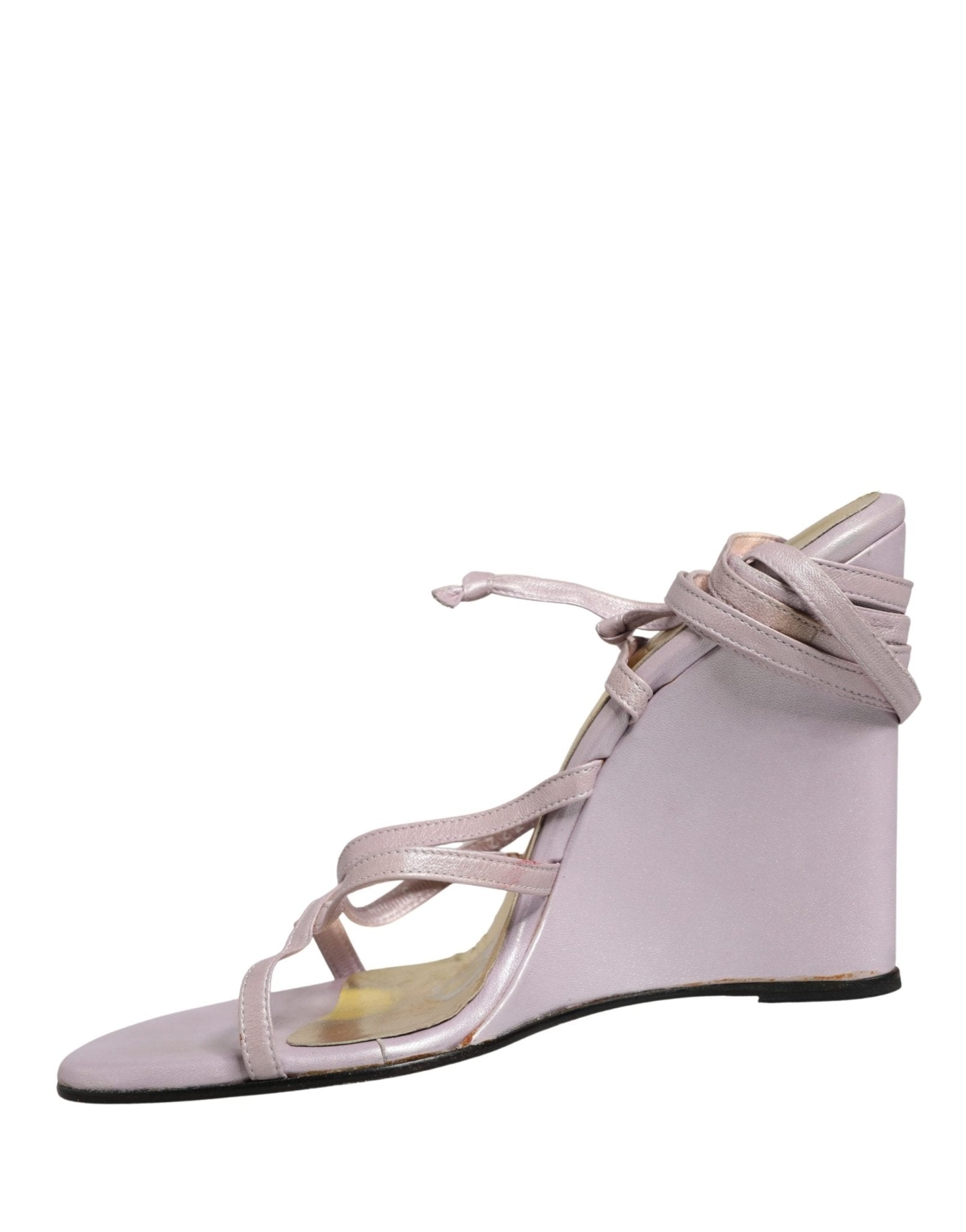 Dolce & Gabbana Purple Leather Wedge Heels Sandals Shoes - RIMODA