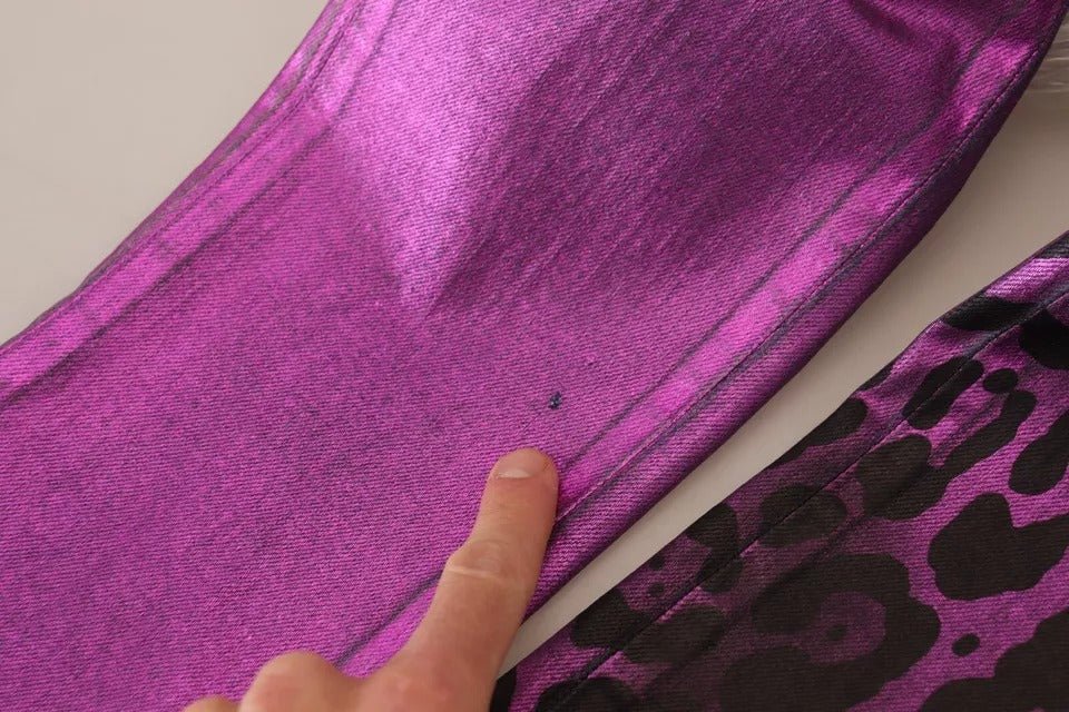 Dolce & Gabbana Purple Leopard Cotton Slim Fit Denim Jeans - RIMODA