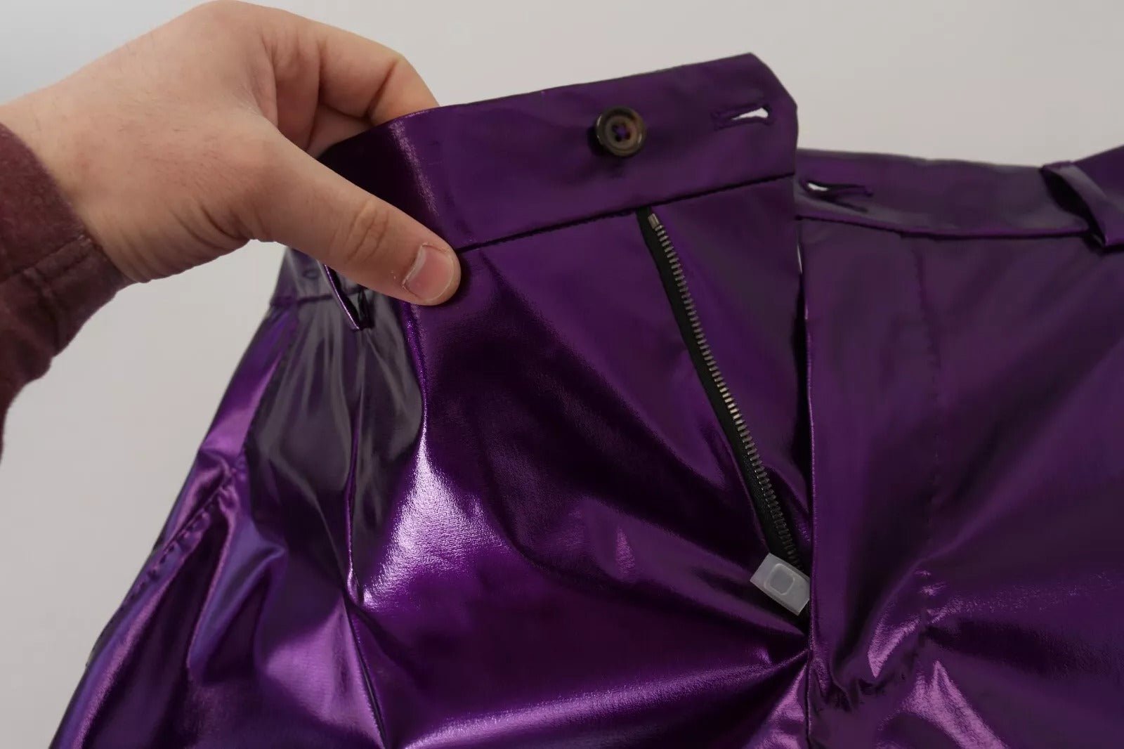 Dolce & Gabbana Purple Metallic Nylon Straight Trouser Pants - RIMODA