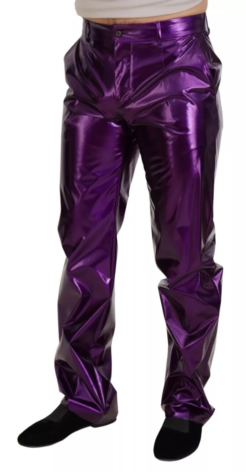 Dolce & Gabbana Purple Metallic Nylon Straight Trouser Pants - RIMODA
