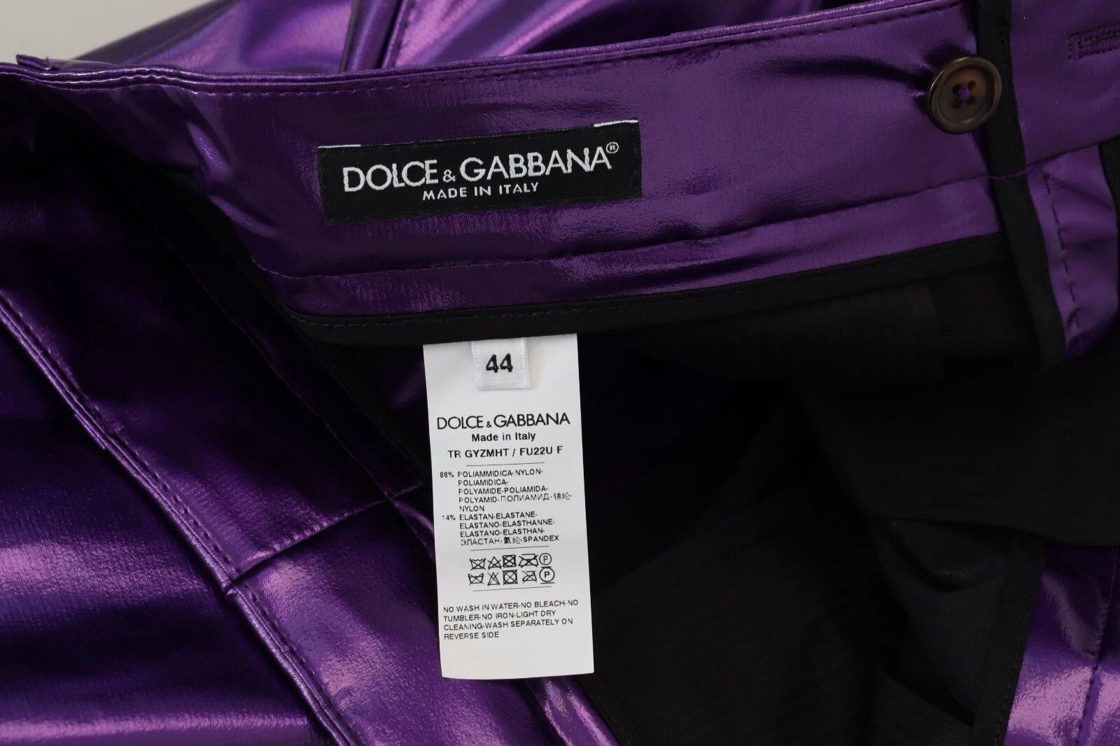 Dolce & Gabbana Purple Metallic Nylon Straight Trouser Pants - RIMODA