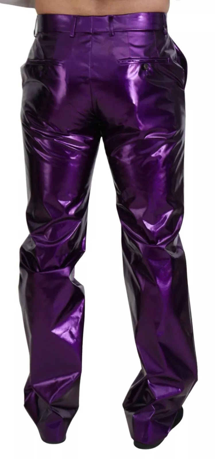 Dolce & Gabbana Purple Metallic Nylon Straight Trouser Pants - RIMODA