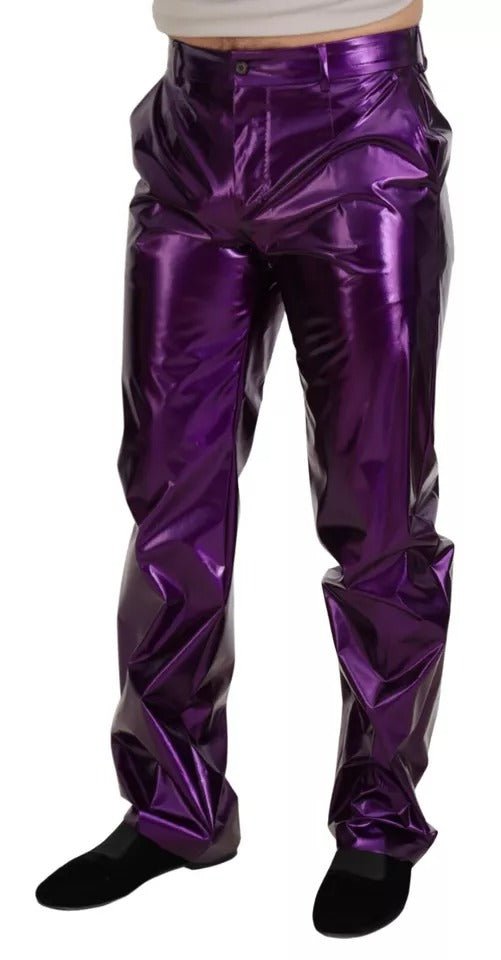 Dolce & Gabbana Purple Shining Men Casual Pants - RIMODA