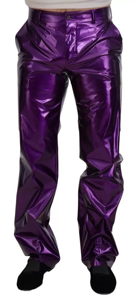Dolce & Gabbana Purple Shining Men Casual Pants - RIMODA