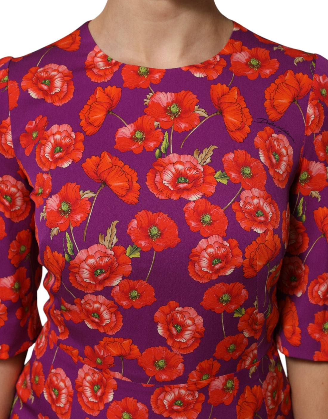 Dolce & Gabbana Purple Silk Floral Print Midi Sheath Dress - RIMODA