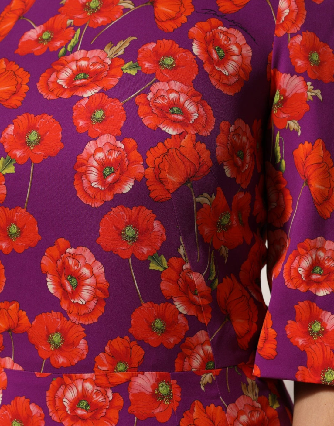 Dolce & Gabbana Purple Silk Floral Print Midi Sheath Dress - RIMODA