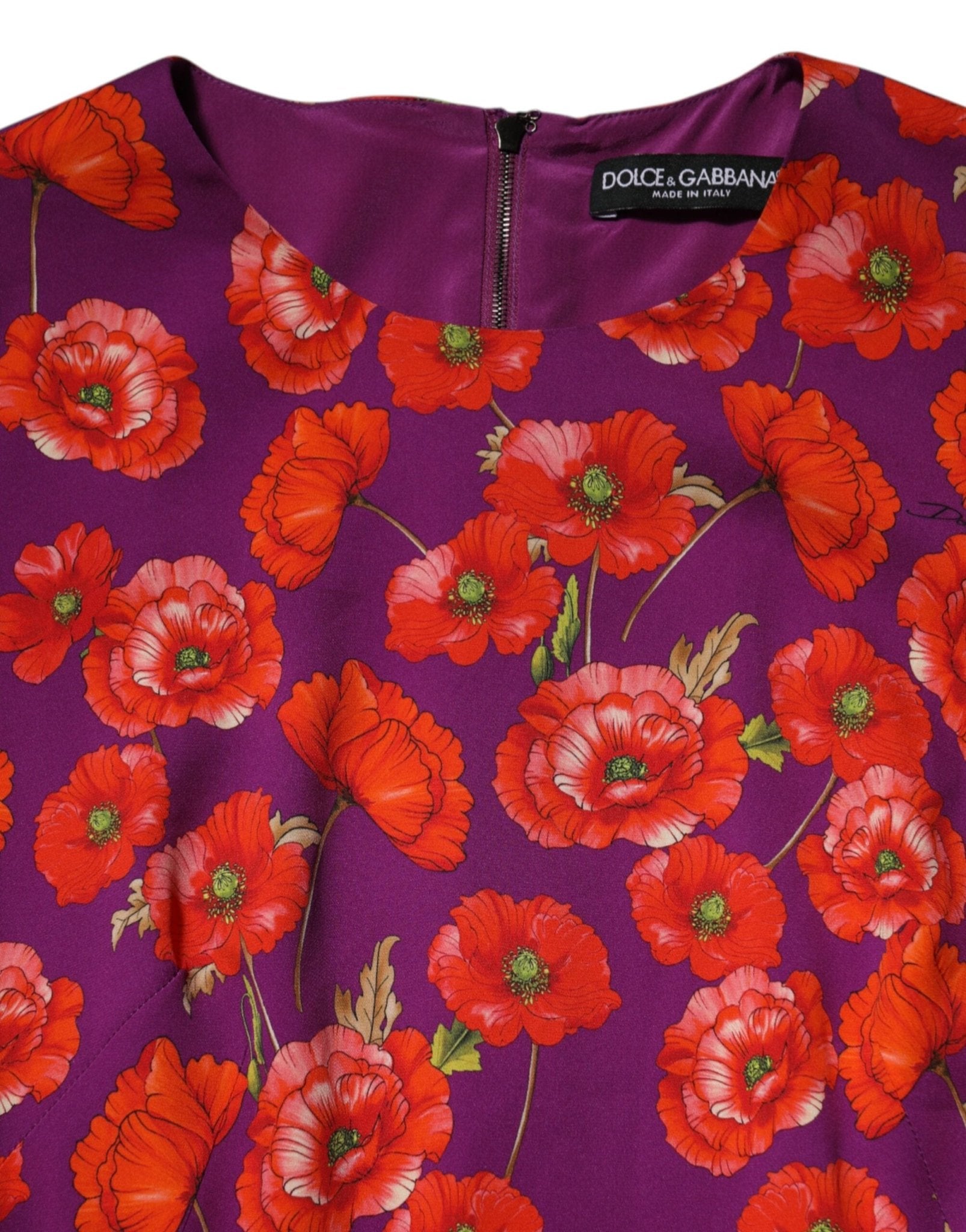 Dolce & Gabbana Purple Silk Floral Print Midi Sheath Dress - RIMODA