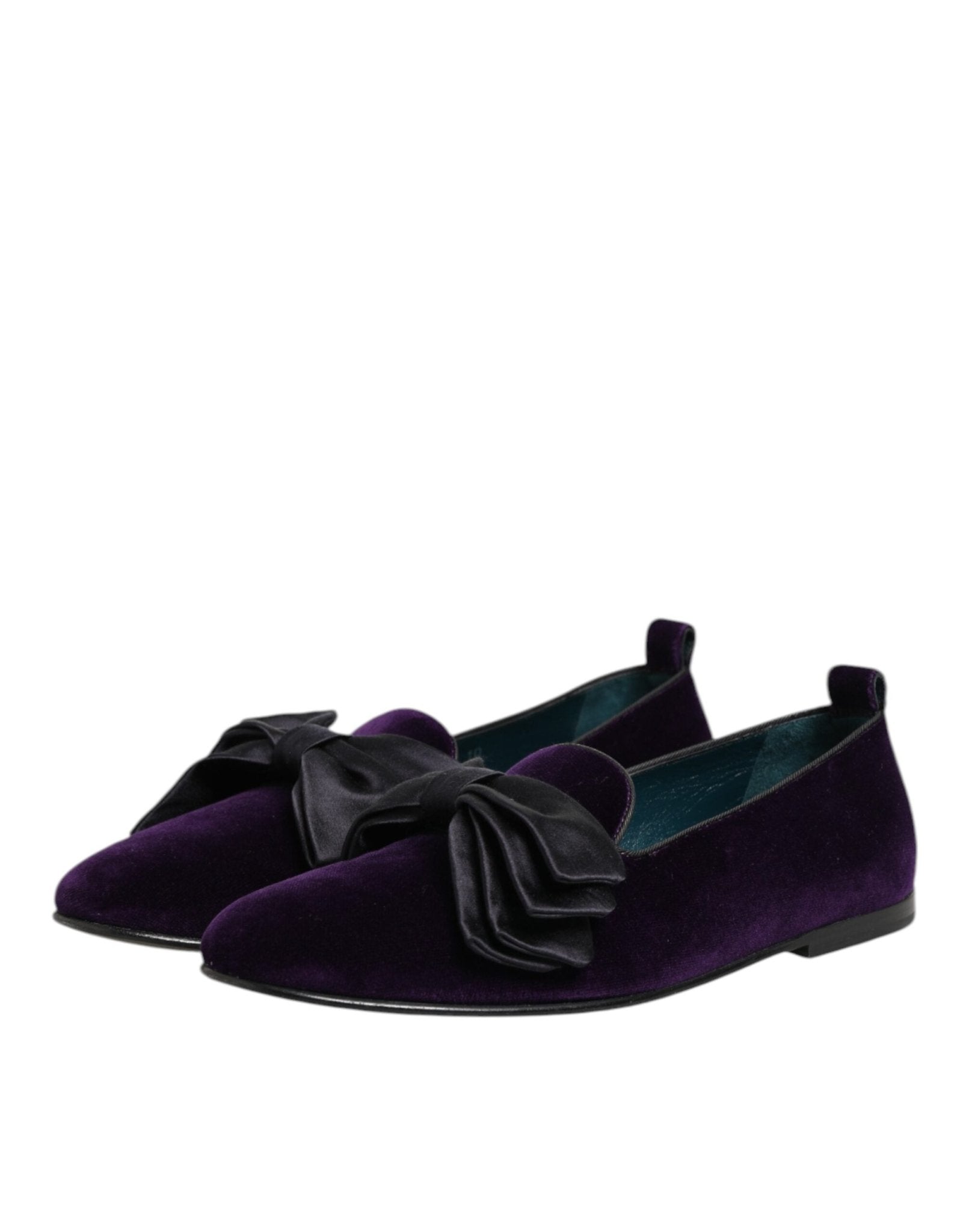 Dolce & Gabbana Purple Suede Cotton Bow Slip On Loafers Shoes - RIMODA