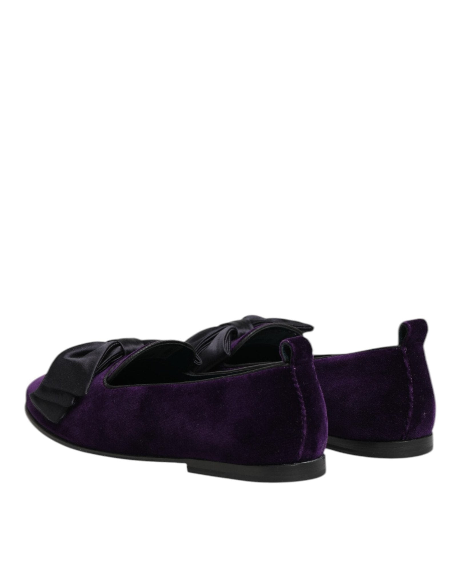Dolce & Gabbana Purple Suede Cotton Bow Slip On Loafers Shoes - RIMODA