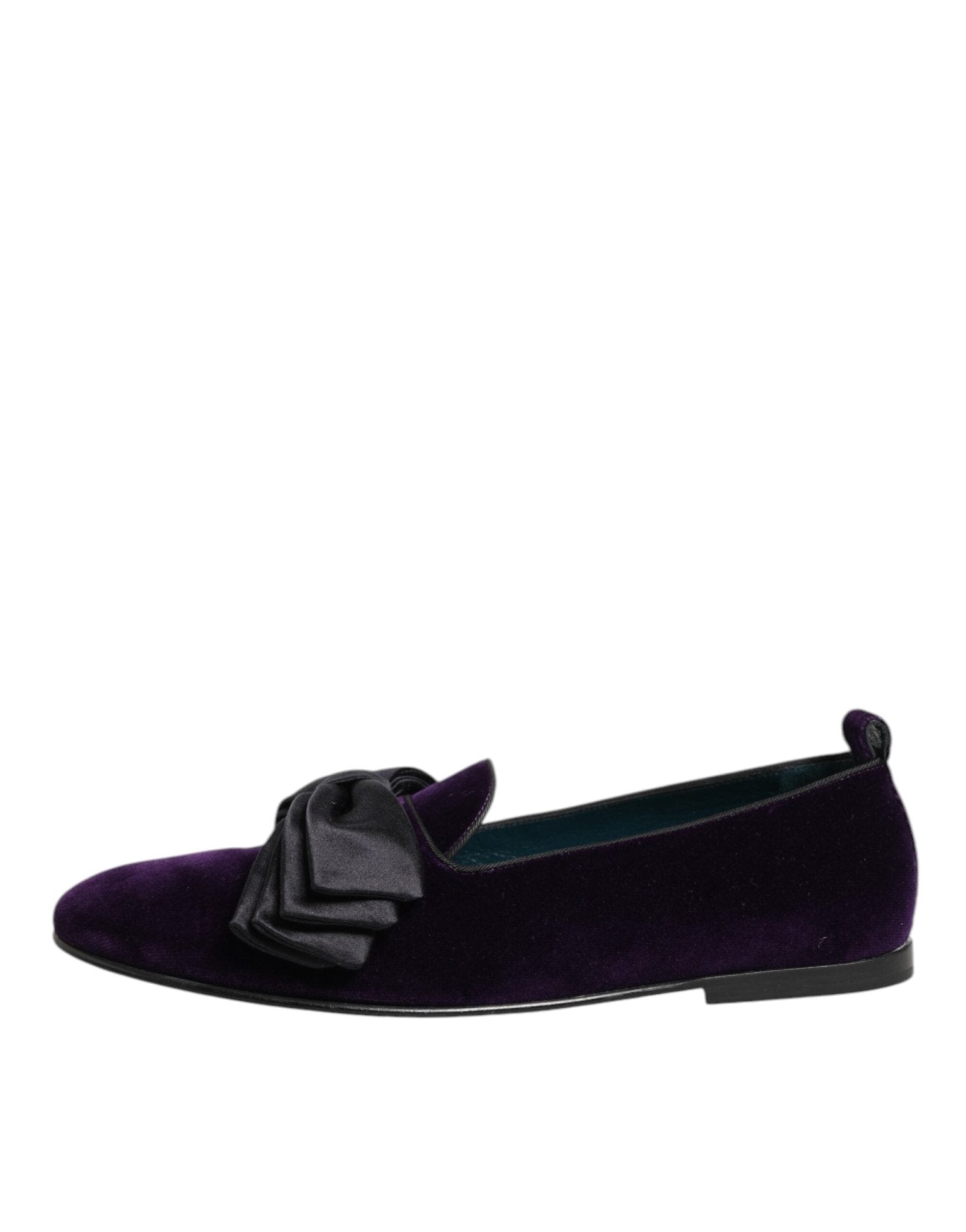 Dolce & Gabbana Purple Suede Cotton Bow Slip On Loafers Shoes - RIMODA