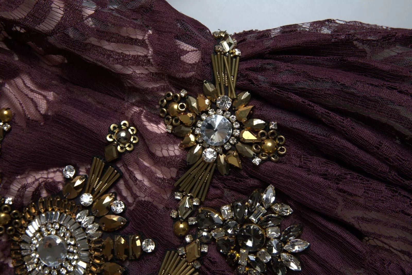 Dolce & Gabbana Purple Viscose Crystal A-Line Gown Dress - RIMODA