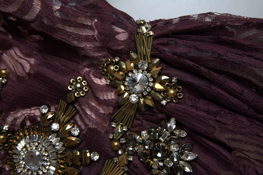 Dolce & Gabbana Purple Viscose Crystal A-Line Gown Dress - RIMODA