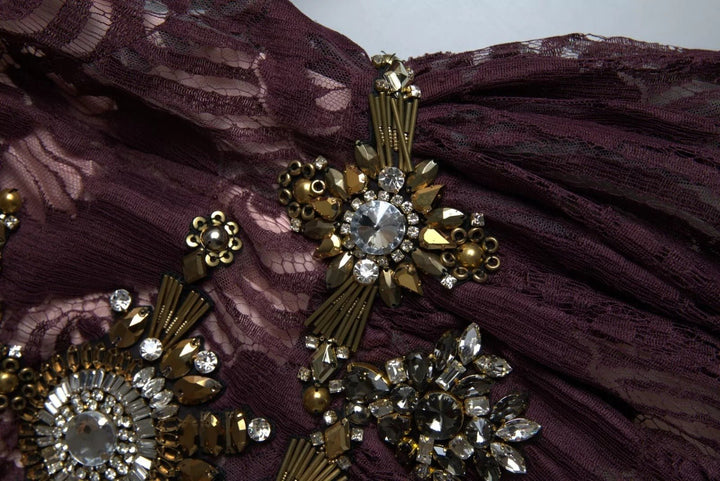 Dolce & Gabbana Purple Viscose Crystal A-Line Gown Dress - RIMODA