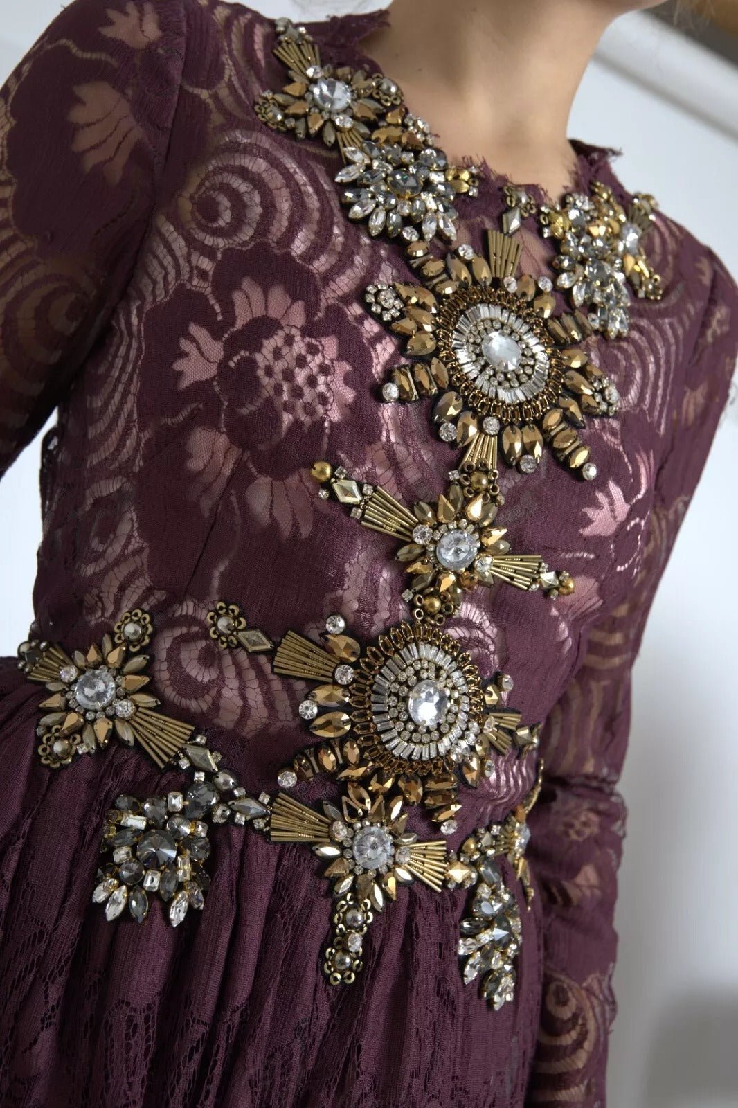Dolce & Gabbana Purple Viscose Crystal A-Line Gown Dress - RIMODA