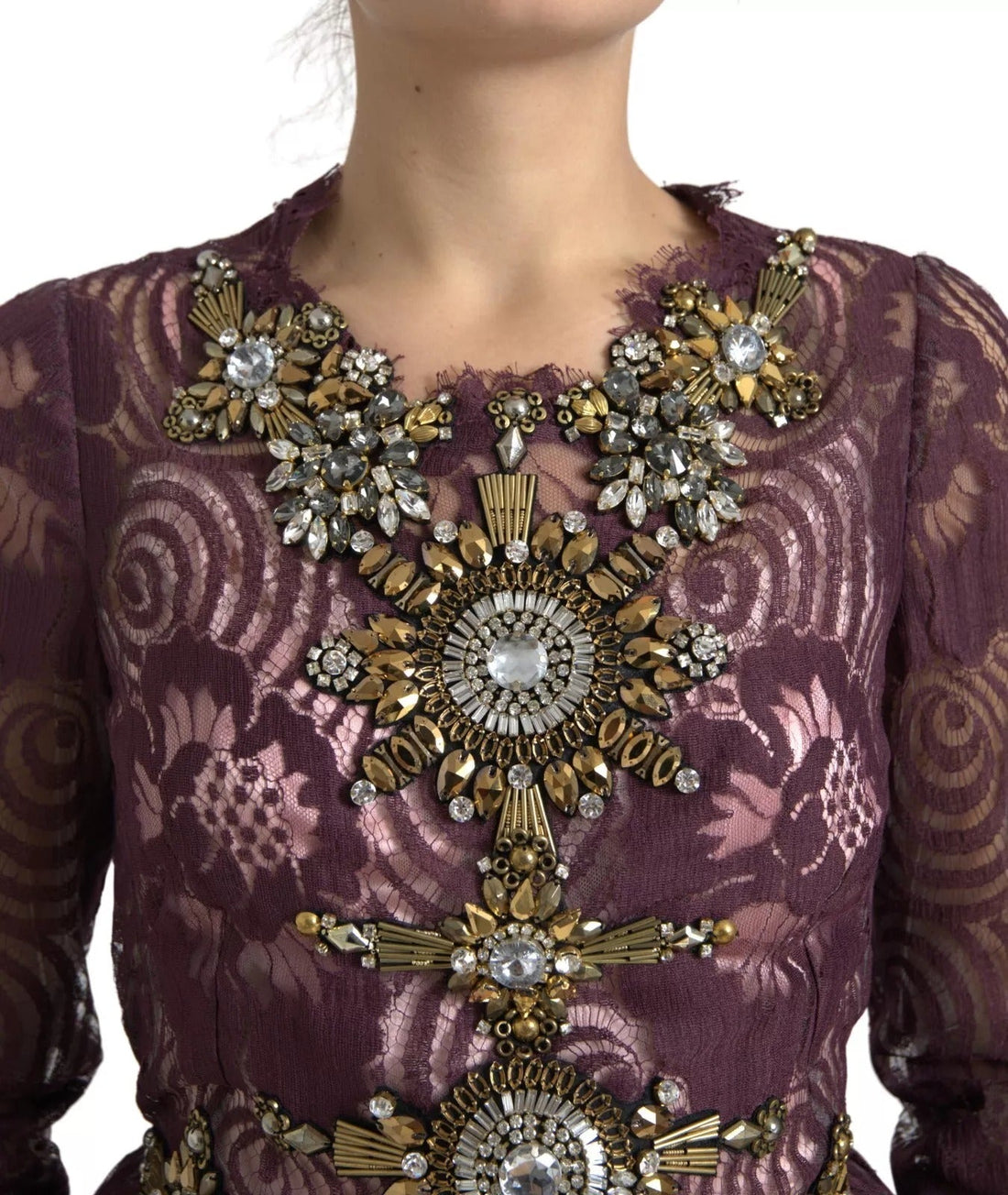 Dolce & Gabbana Purple Viscose Crystal A-Line Gown Dress - RIMODA