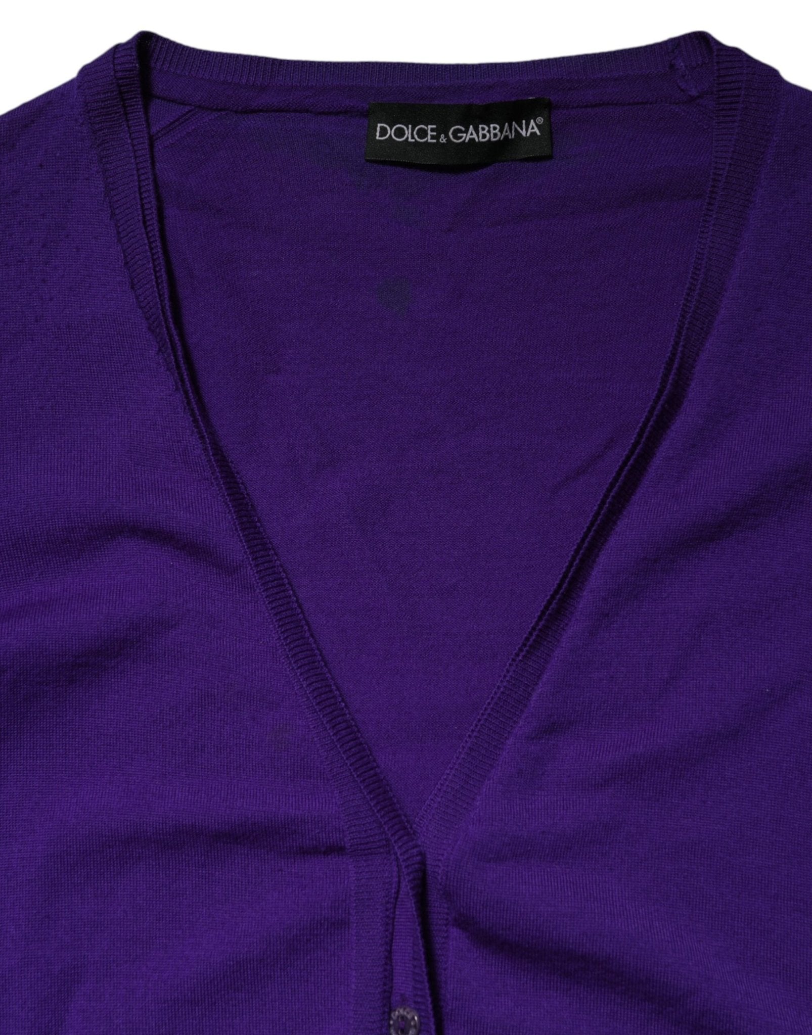 Dolce & Gabbana Purple Wool Knit V-neck Cardigan Sweater - RIMODA