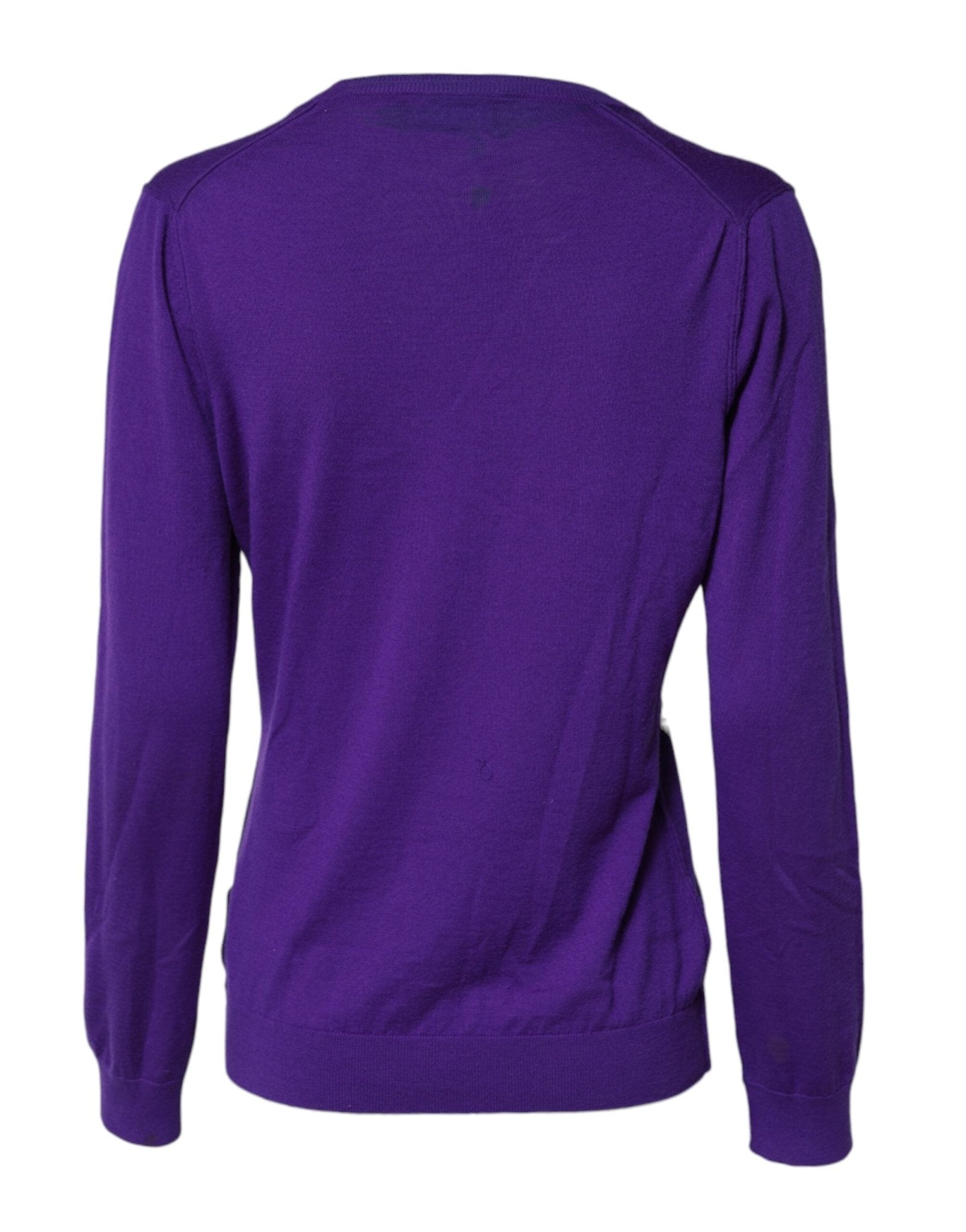 Dolce & Gabbana Purple Wool Knit V-neck Cardigan Sweater - RIMODA