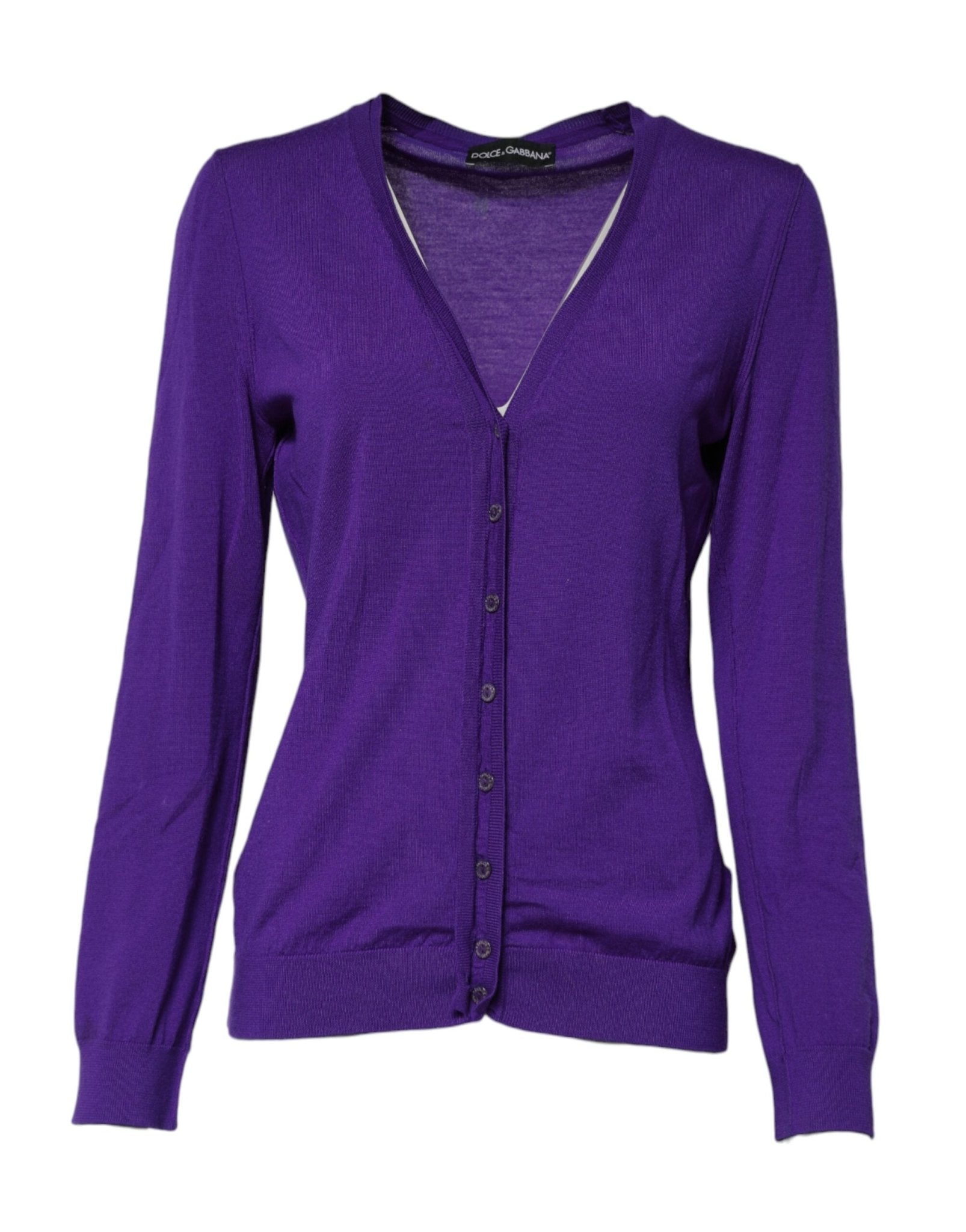 Dolce & Gabbana Purple Wool Knit V-neck Cardigan Sweater - RIMODA