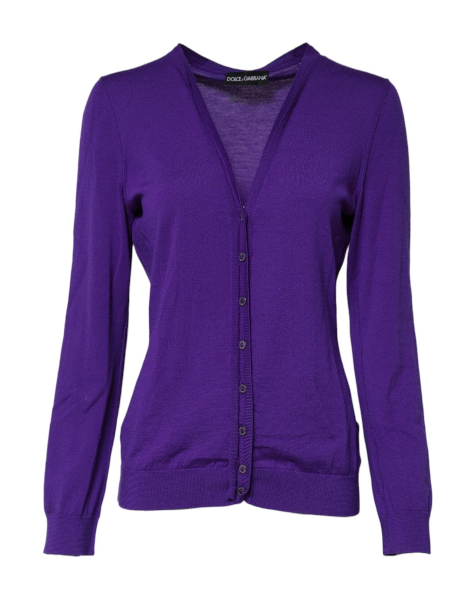 Dolce & Gabbana Purple Wool Knit V-neck Cardigan Sweater - RIMODA