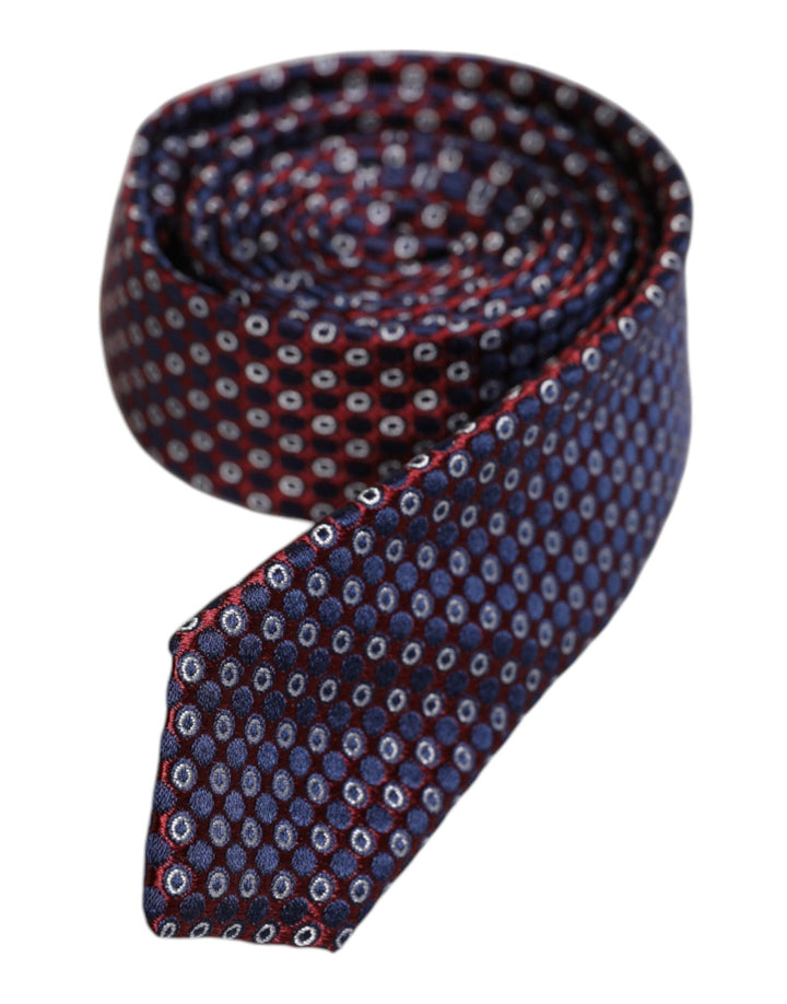 Dolce & Gabbana Red Blue Circles Silk Adjustable Necktie Tie - RIMODA