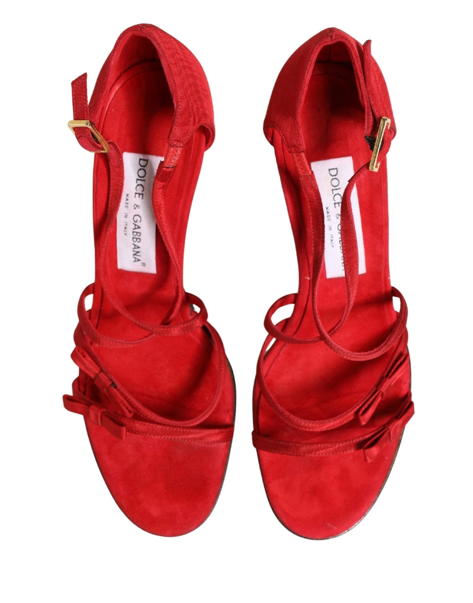 Dolce & Gabbana Red Calf Suede Strappy Heels Sandals Shoes - RIMODA