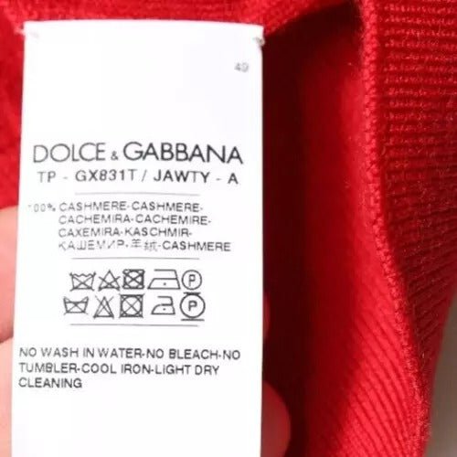 Dolce & Gabbana Red Cashmere Collared Pullover Sweater - RIMODA