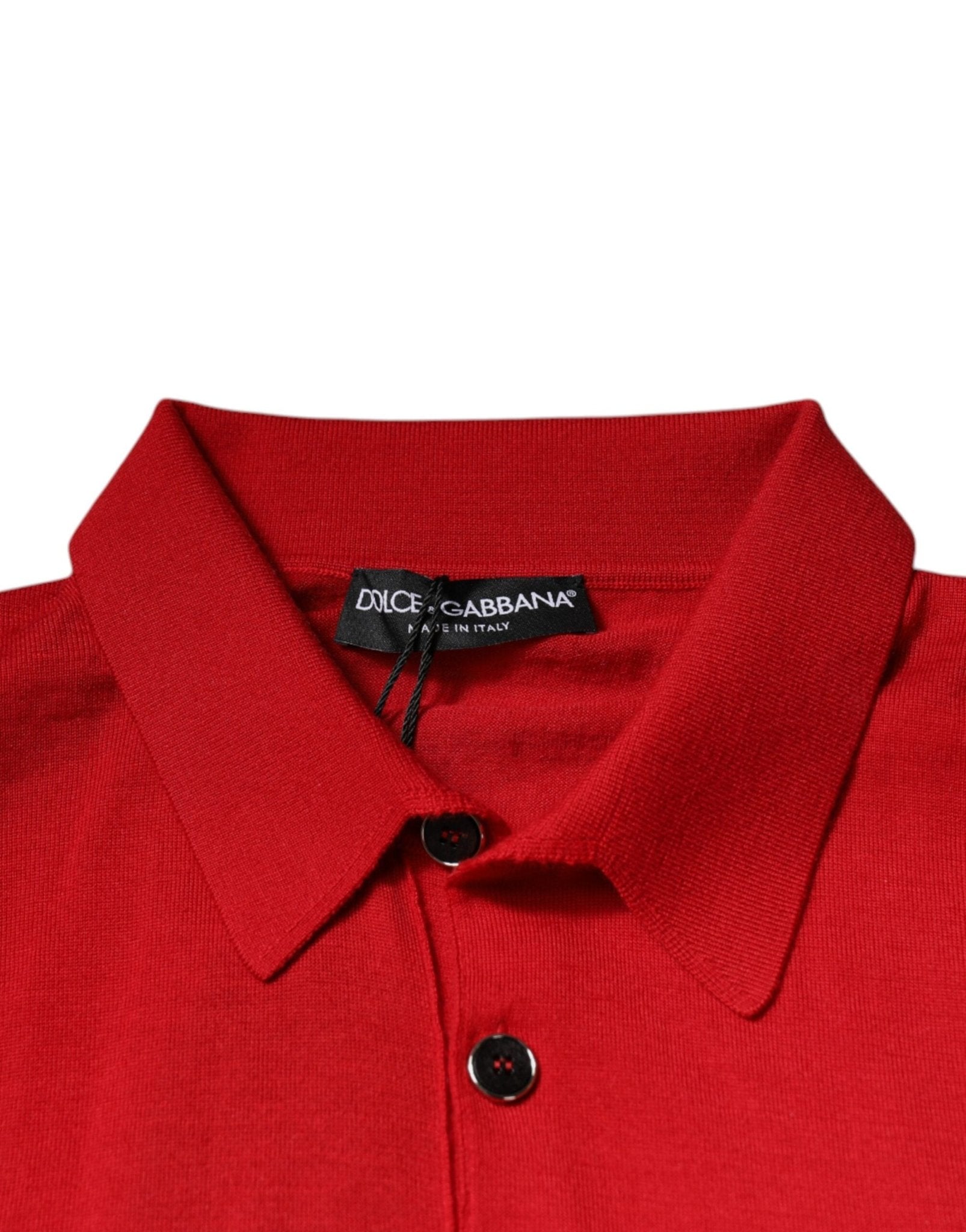 Dolce & Gabbana Red Cashmere Collared Pullover Sweater - RIMODA