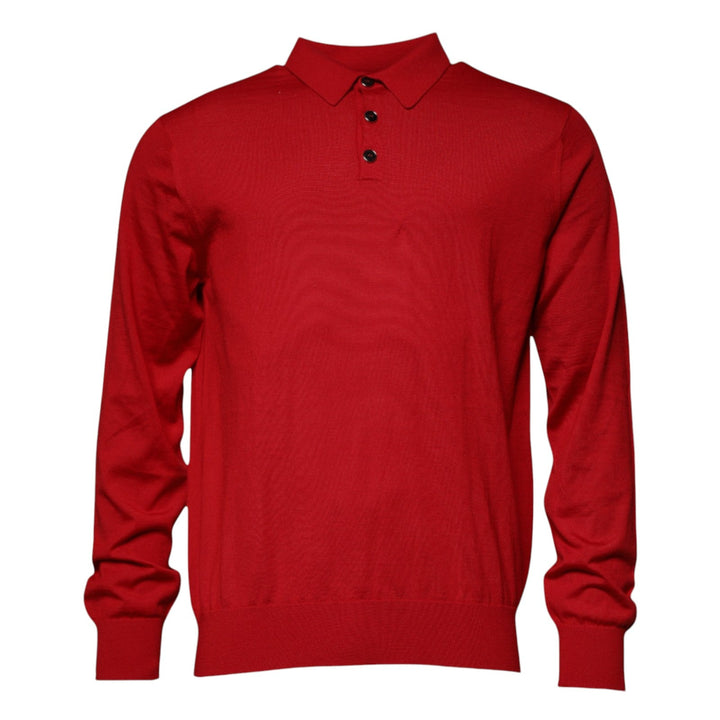 Dolce & Gabbana Red Cashmere Collared Pullover Sweater - RIMODA