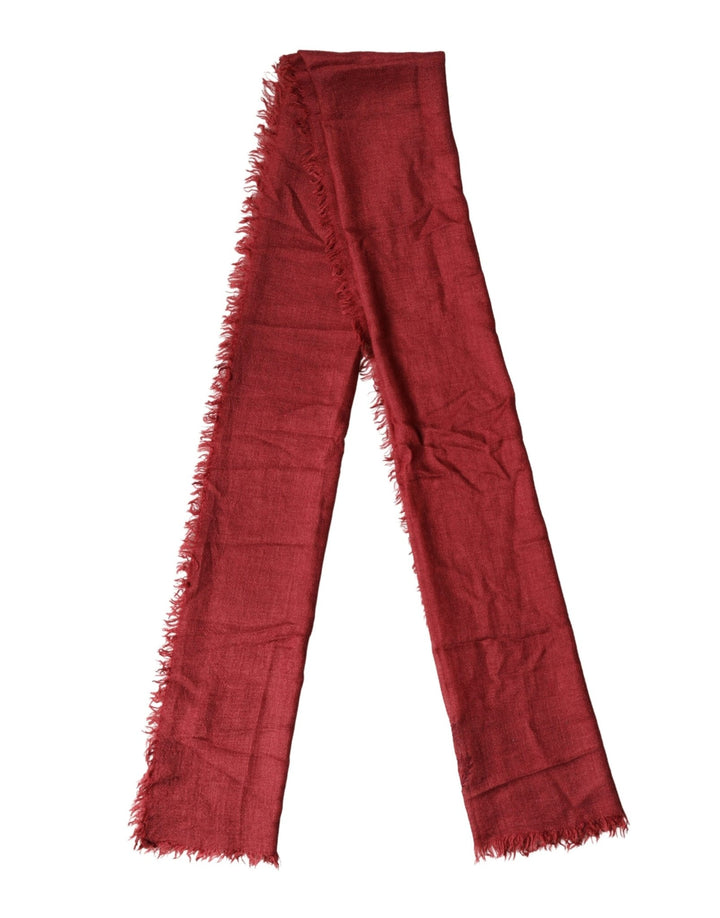 Dolce & Gabbana Red Cashmere Silk Fringe Wrap Foulard 200cm X 70cm Scarf - RIMODA