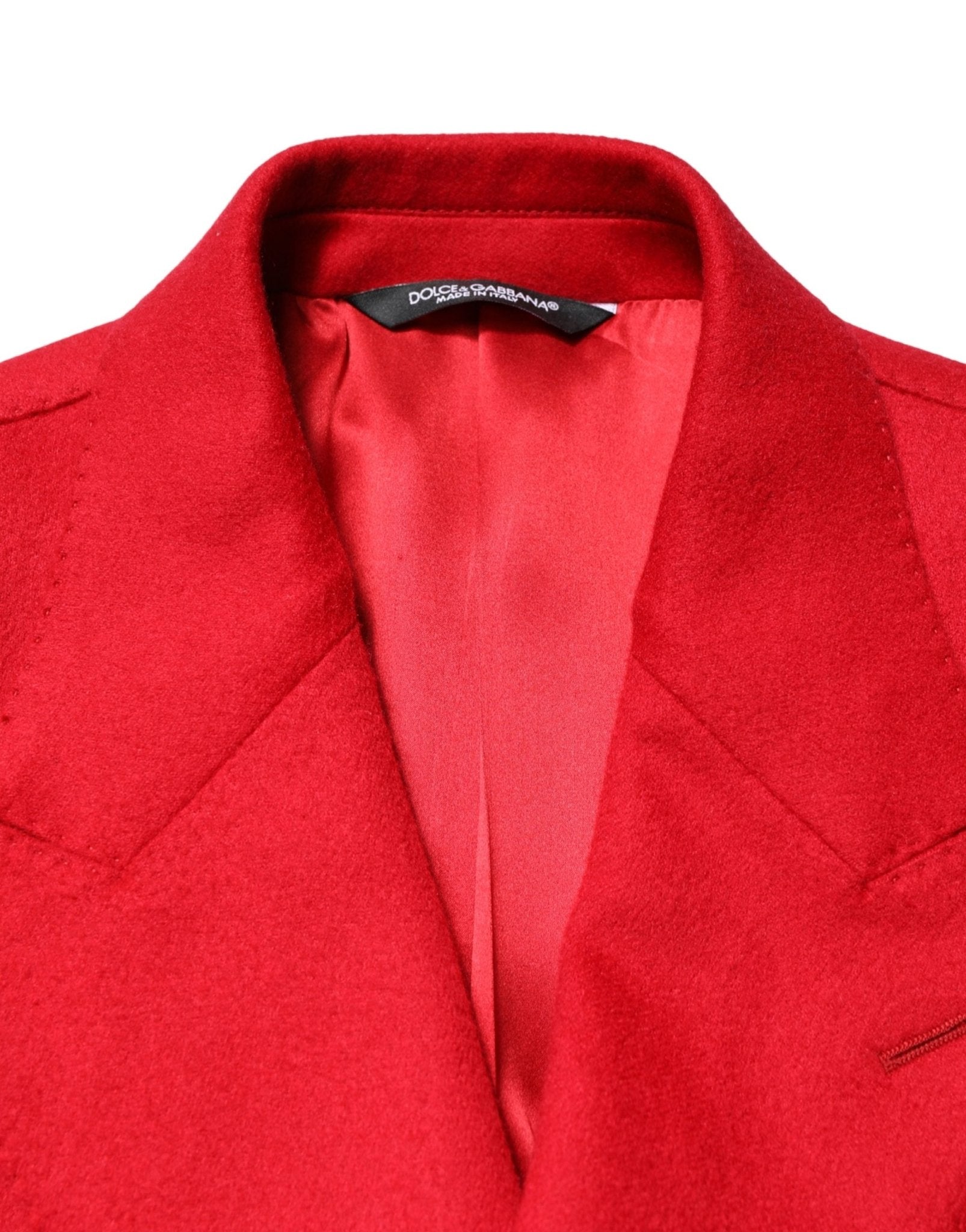 Dolce & Gabbana Red Cashmere Slim Fit Coat Jacket Blazer - RIMODA